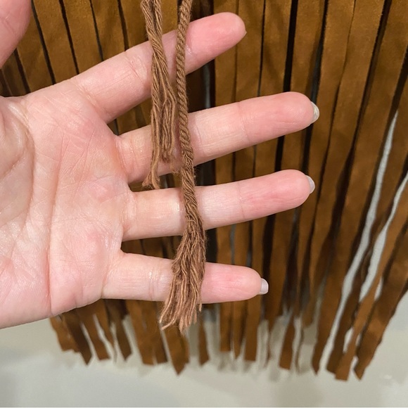 Sea Gypsies Faux Suede Lace Up Corset Fringe Top Tan Brown Size Small - Picture 4 of 7